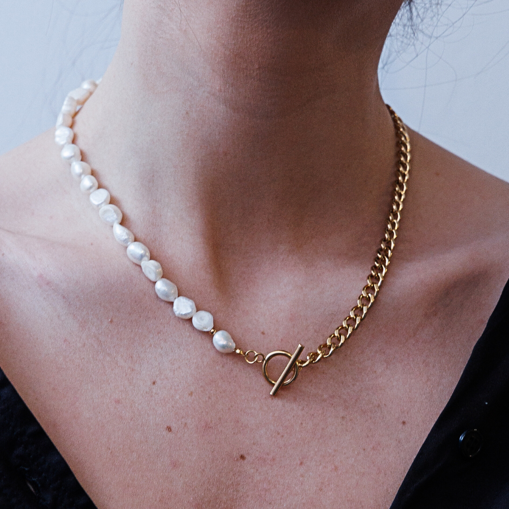 Florence Half-Pearl Gold Chain