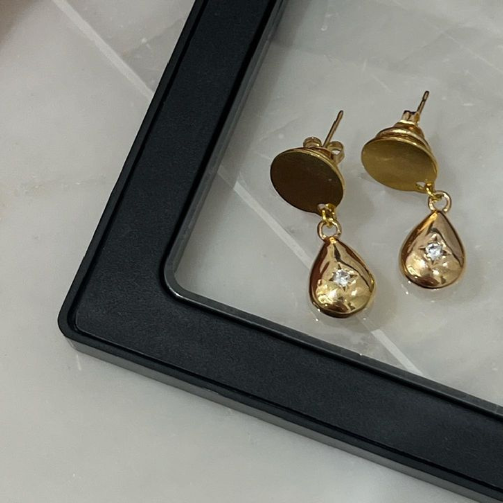 Bordeaux Gold Attached Earrings