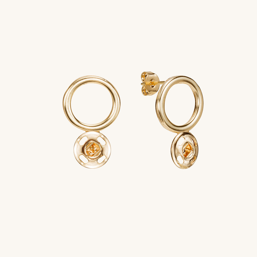 Pair of Attached Hoops Earring Bases | 14K Gold Plated